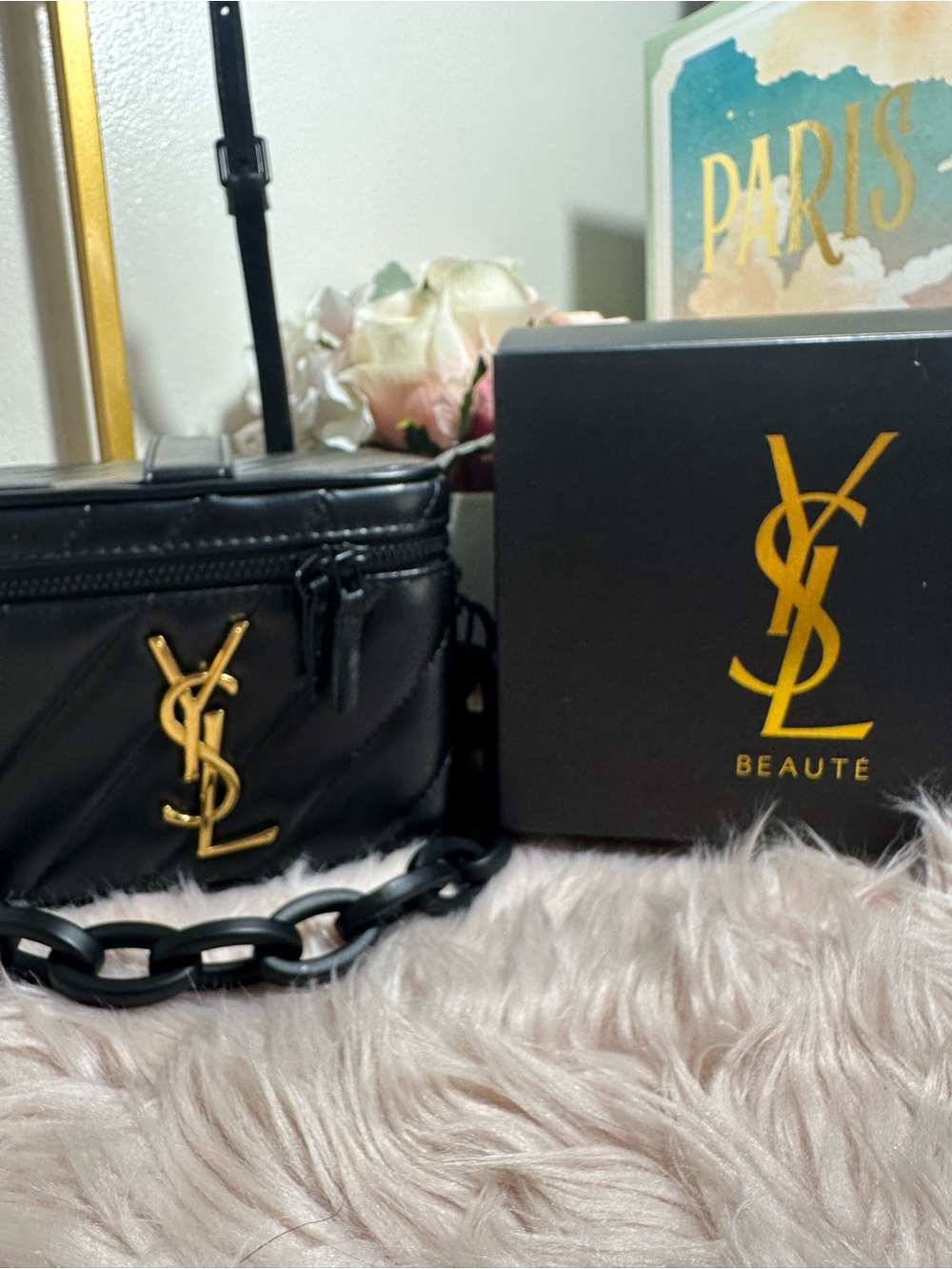 YSL Black Leather Vanity Crossbody Bag